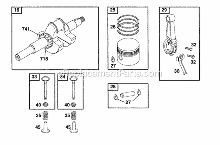 Crankshaft Piston Grp Diagram and Parts List for 083412-0105-03  Briggs and Stratton Engine